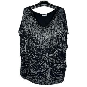 Bryn Walker Abstract Print Cowl Neck Top Large